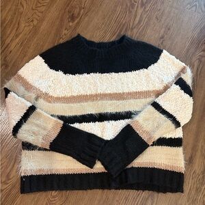 Only Black and Cream Cropped Crew Neck Sweater
